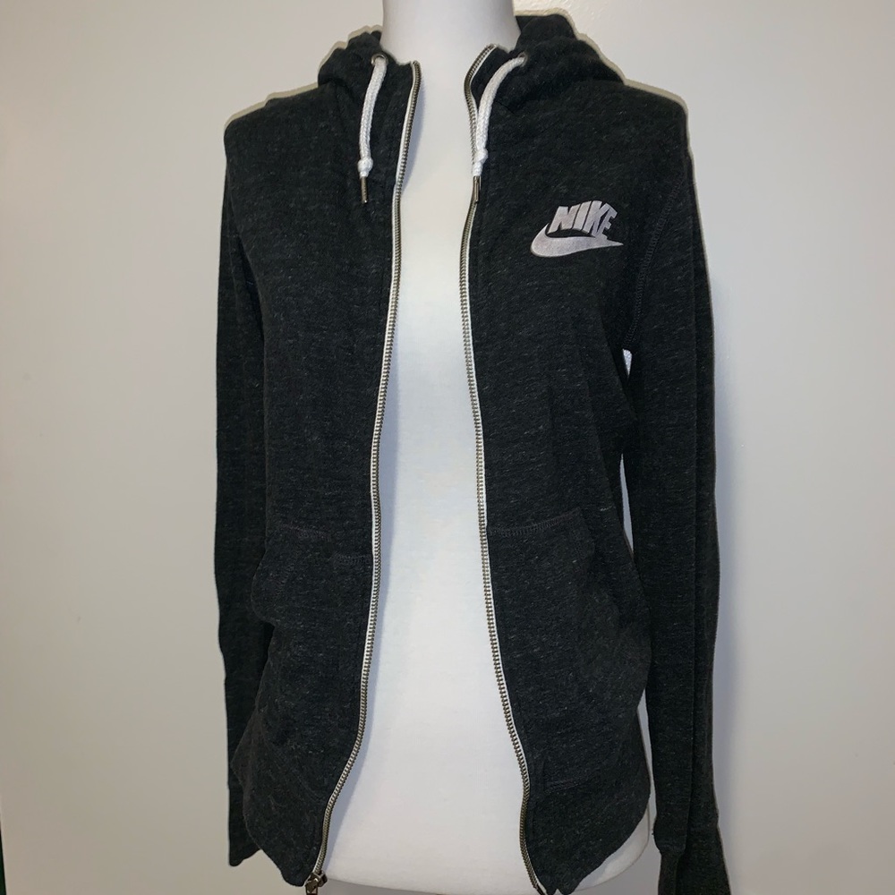 Grey Nike Hooded Zip Up Jacket, Small